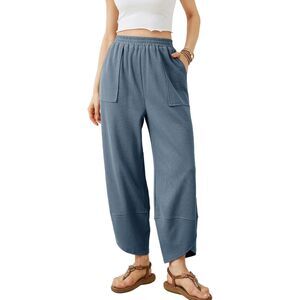 Baggy Wide Leg Elastic Waisted Palazzo Harem Pants, S, 3D-144B004